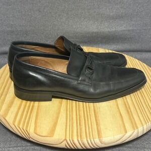 Blake McKay Mens Black Leather Bit Loafers Size 11.5 M6 Apron Toe Dress Shoes